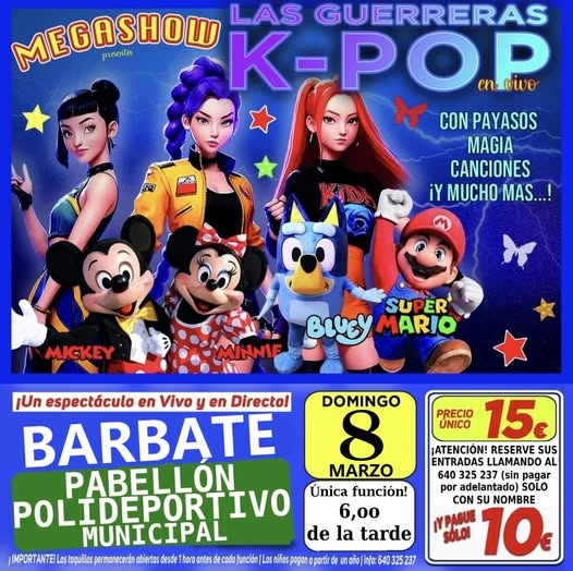 Espectaculo K-Pop. Polideportivo. 8 Marzo