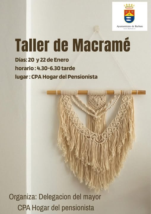 Taller de macrame. CPA Hogar del Pensionista. 20 y 22 de enero